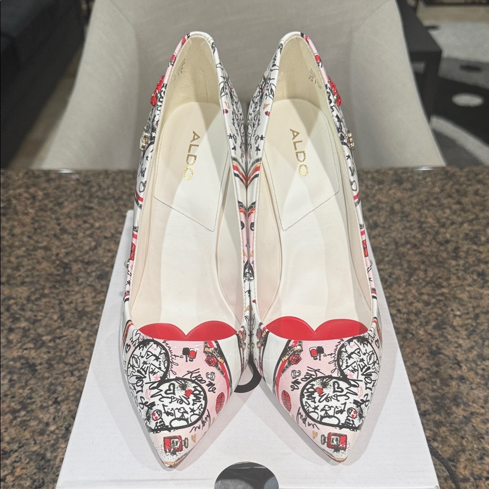 Aldo Stessy Heart Print Heels